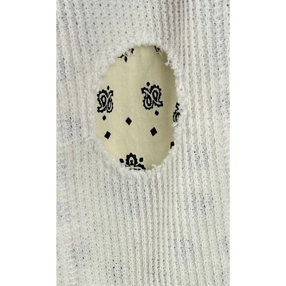 Free People Fall For You Waffle Weave Slouchy Henley Women’s Size XS Ivory NEW - Picture 7 of 11